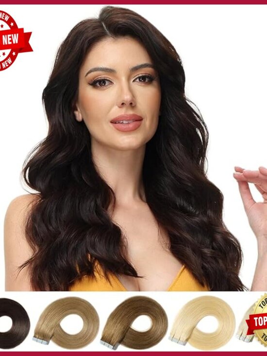 20 Inch Tape In Hair Extensions 100% Human Hair 20 Pieces Seamless main image 4